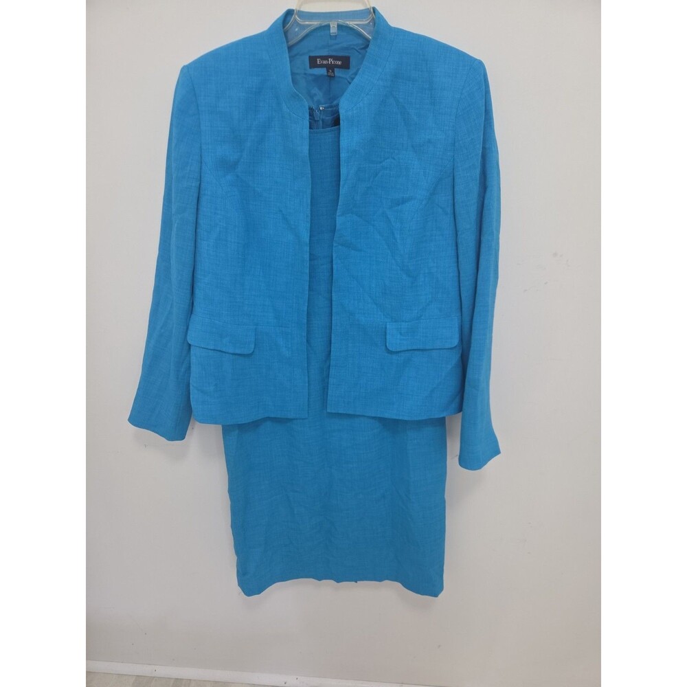 Evan Picone Dress Suit Sz 14 Blue 2 Piece Professional Office Work